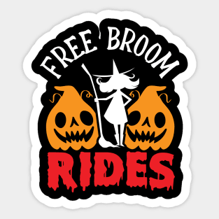 Funny Halloween Free Broom Rides Sticker